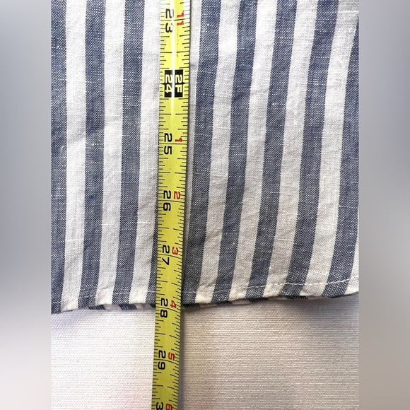 LL Bean women’s 100% linen long sleeve button down shirt top sz XL blue white - Picture 5 of 8